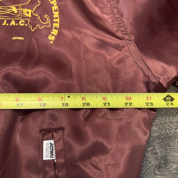 Vintage 80s West Wind Satin Jacket Maroon Snap Button Made in USA Mens Medium - Picture 6 of 8